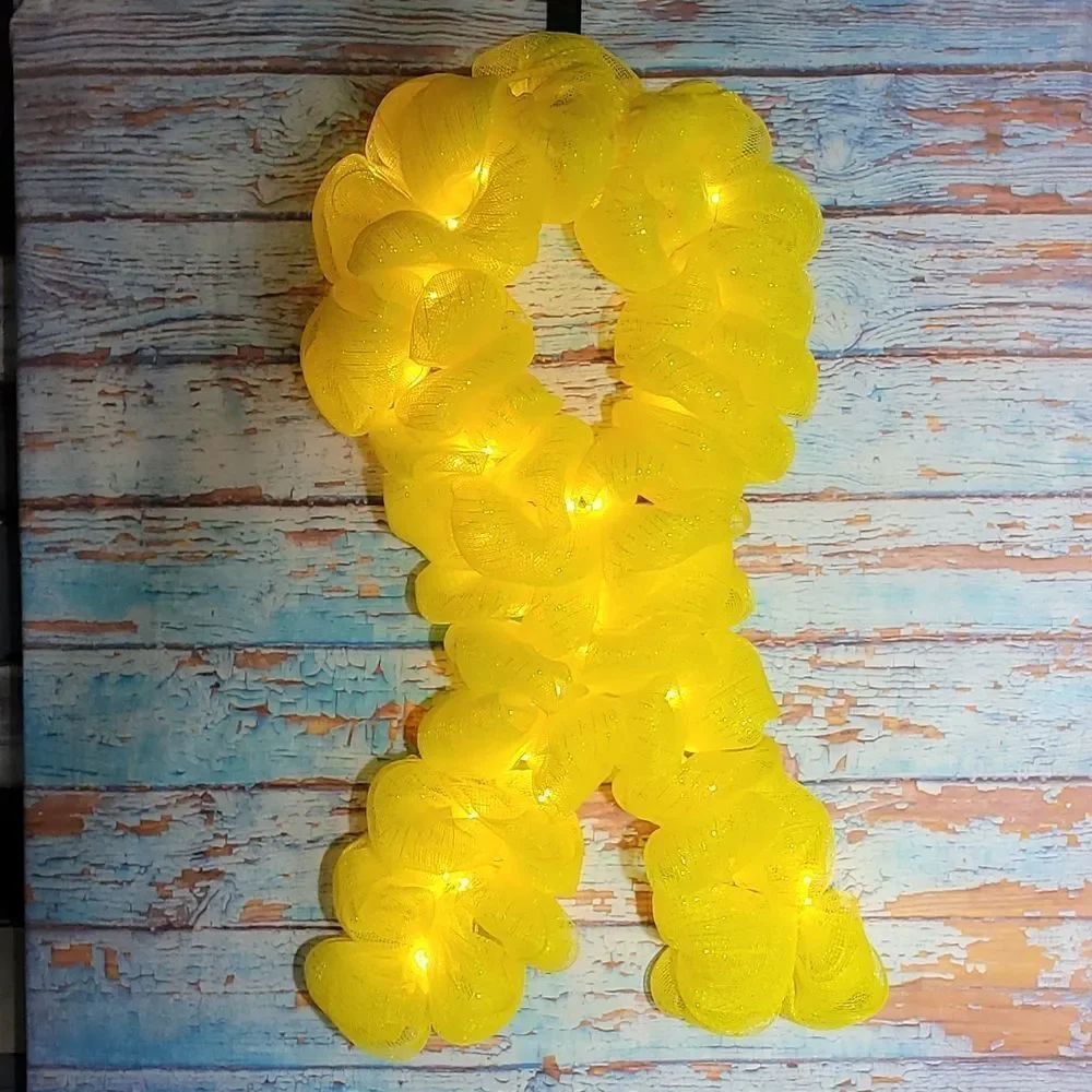 Yellow Awareness Wreath with Lights